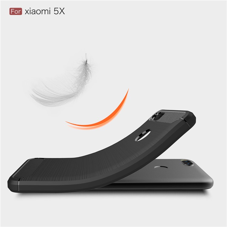 For Xiaomi Mi 5X Carbon Fiber Brushed TPU Case - Black-7