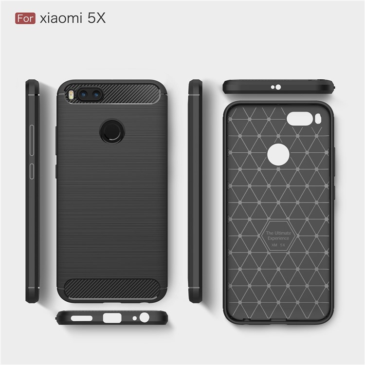For Xiaomi Mi 5X Carbon Fiber Brushed TPU Case - Black-9