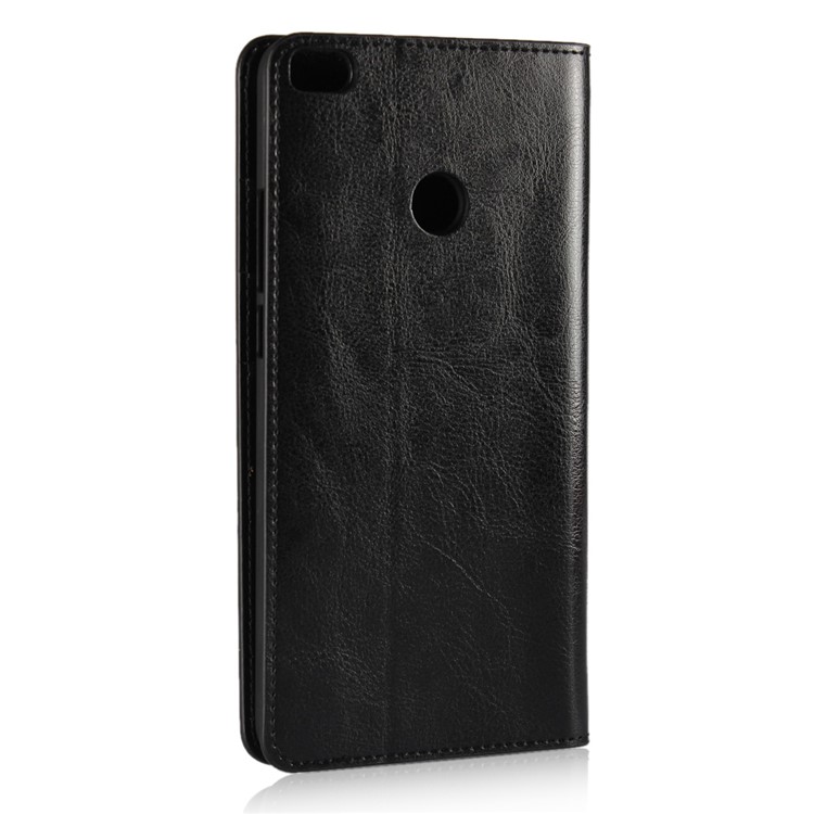 Crazy Horse Genuine Leather Magnetic Wallet Case for Xiaomi Mi Max 2 - Black-3