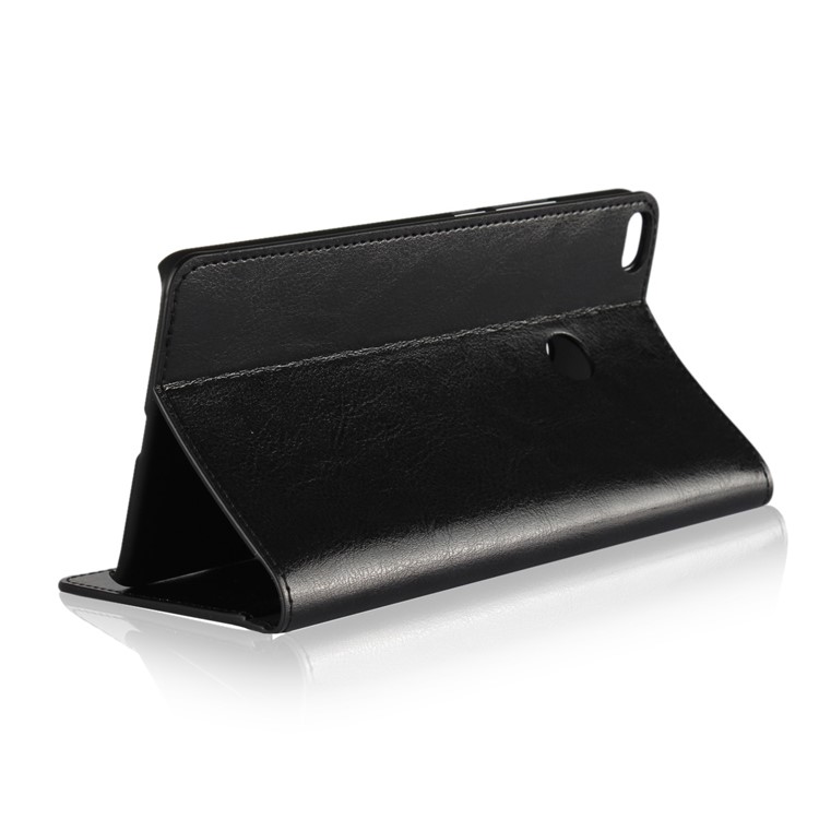 Crazy Horse Genuine Leather Magnetic Wallet Case for Xiaomi Mi Max 2 - Black-4