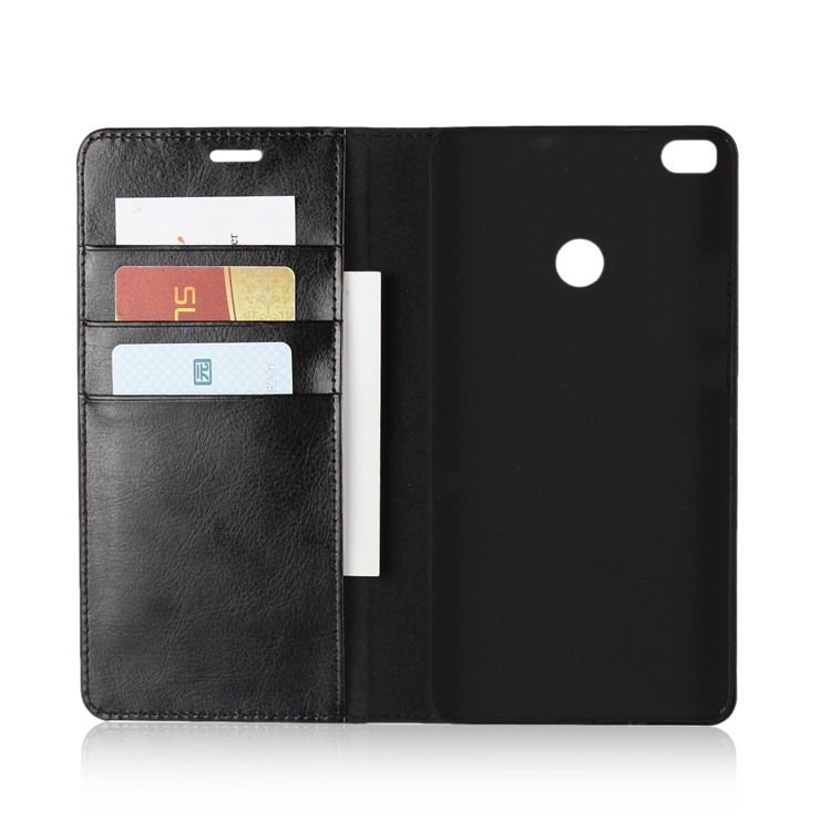Crazy Horse Genuine Leather Magnetic Wallet Case for Xiaomi Mi Max 2 - Black-5