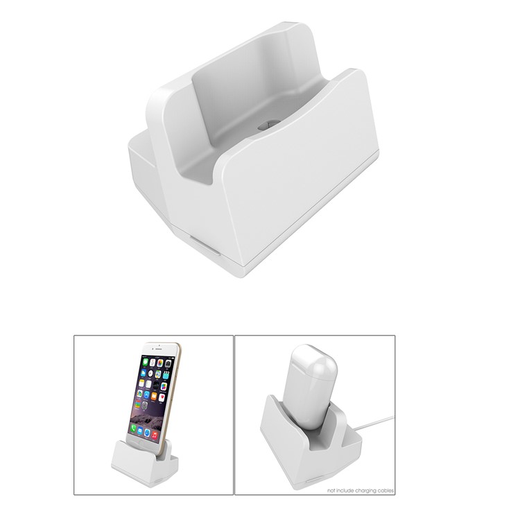 Universal Charging Dock Station Stand for AirPods / iPhone 8 Plus / 8 / 7 Plus Etc - White-1