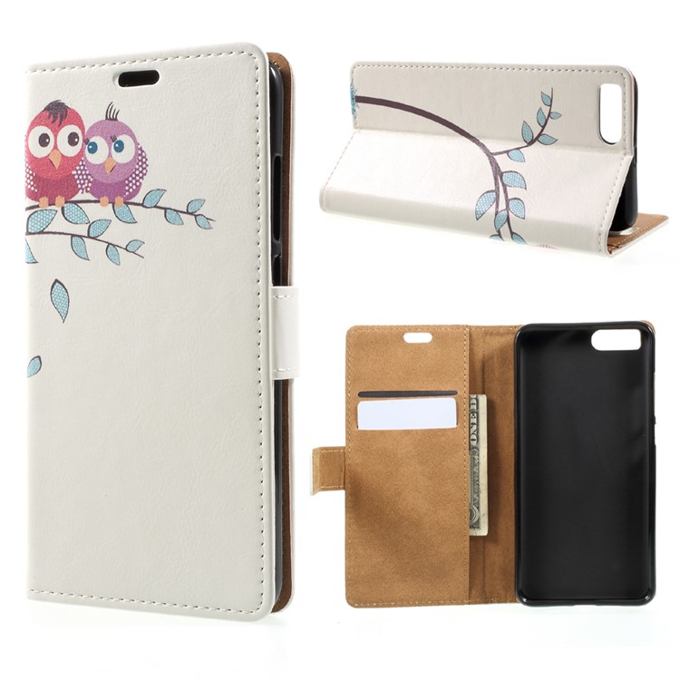 Pattern Printing Leather Wallet Stand Case for Xiaomi Redmi Note 3 / Note 3 Pro - Two Owls on the Tree Branch-1