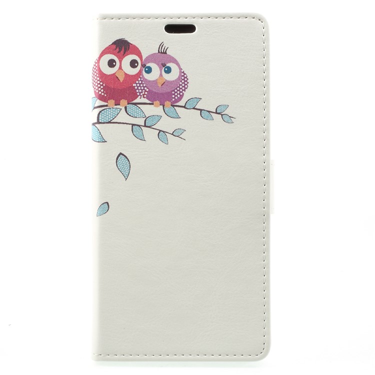Pattern Printing Leather Wallet Stand Case for Xiaomi Redmi Note 3 / Note 3 Pro - Two Owls on the Tree Branch-3