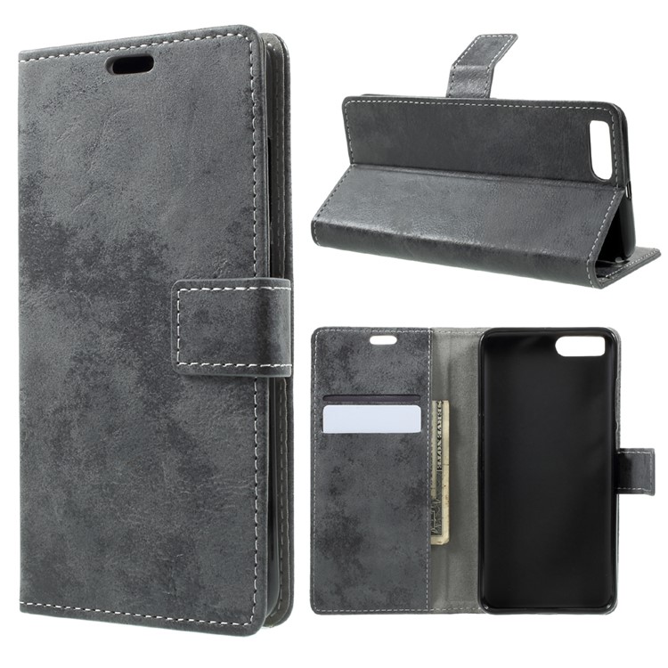 Vintage Leather Wallet Stand Mobile Case for Xiaomi Redmi Note 3 / Note 3 Pro - Grey-1