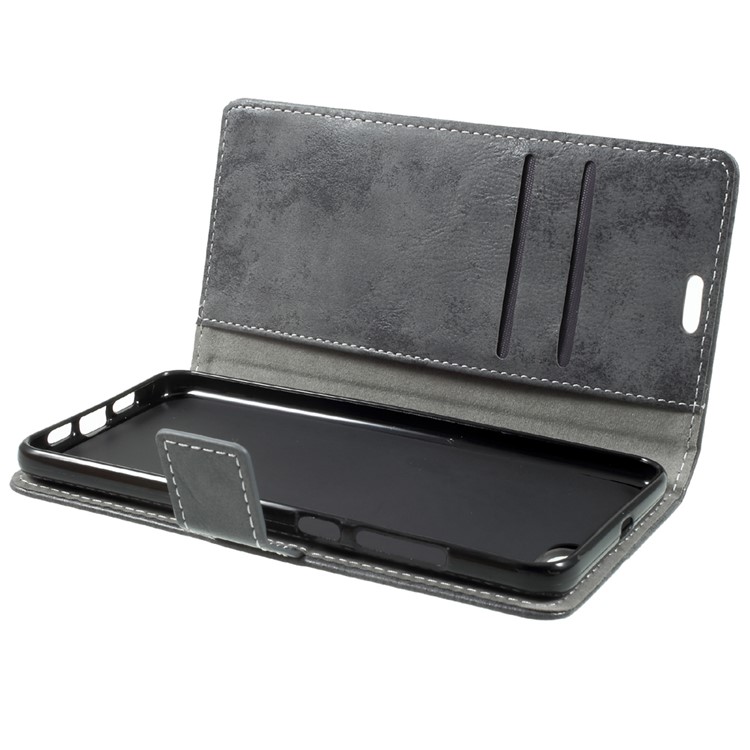 Vintage Leather Wallet Stand Mobile Case for Xiaomi Redmi Note 3 / Note 3 Pro - Grey-6