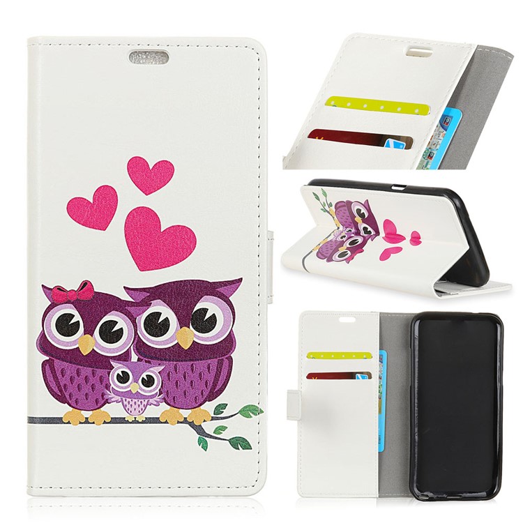 Patterned Printing PU Leather Wallet Stand Protective Shell for Xiaomi Redmi Note 5A - Owl Family-1