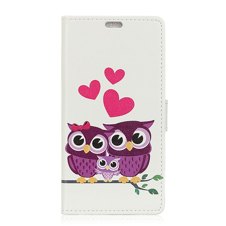 Patterned Printing PU Leather Wallet Stand Protective Shell for Xiaomi Redmi Note 5A - Owl Family-2