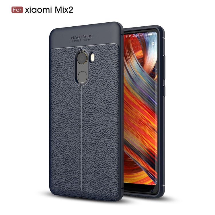 For Xiaomi Mi Mix 2 Litchi Grain Featherweight Soft TPU Phone Back Shell - Dark Blue-1