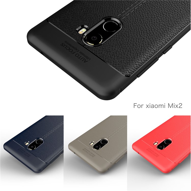 For Xiaomi Mi Mix 2 Litchi Grain Featherweight Soft TPU Phone Back Shell - Dark Blue-4