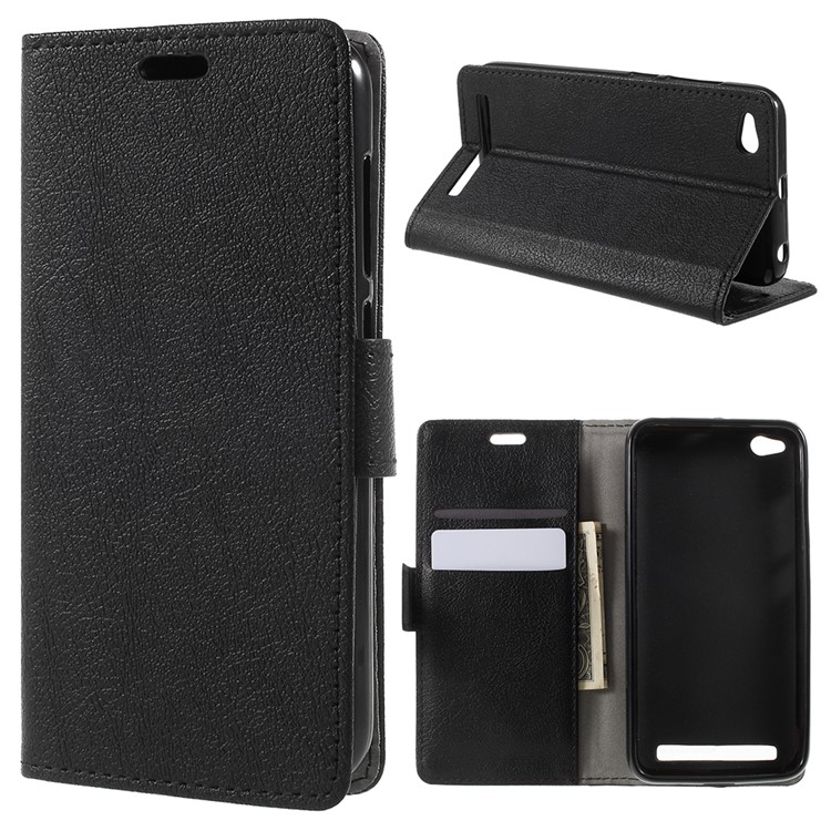 PU Leather Wallet Stand Mobile Phone Case for Xiaomi Redmi 5A - Black-1