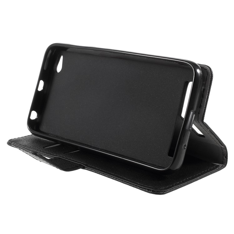 PU Leather Wallet Stand Mobile Phone Case for Xiaomi Redmi 5A - Black-4