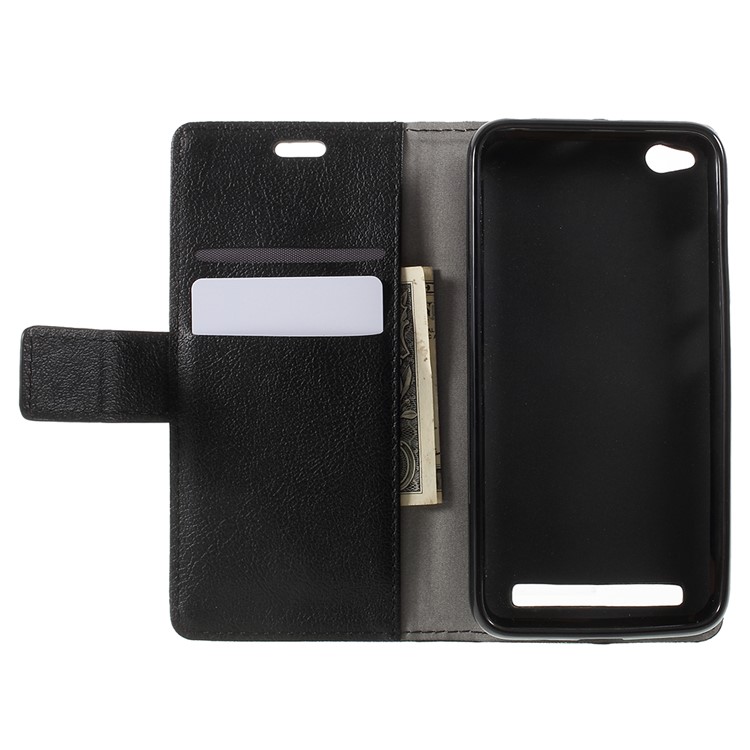 PU Leather Wallet Stand Mobile Phone Case for Xiaomi Redmi 5A - Black-6