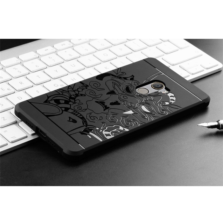 Wrapped Edges Drop-proof TPU Back Case for Xiaomi Mi Mix 2 - Dragon Pattern / Black-5