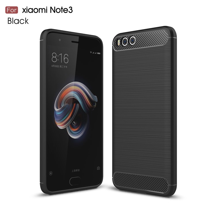 Carbon Fiber Texture Brushed TPU Back Case for Xiaomi Mi Note 3 - Black-1