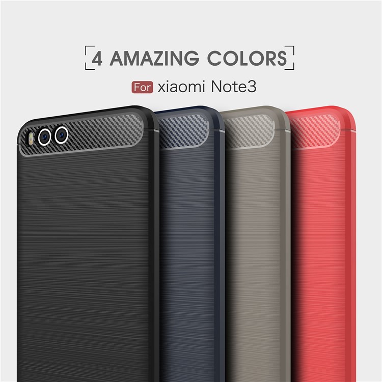 Carbon Fiber Texture Brushed TPU Back Case for Xiaomi Mi Note 3 - Black-11