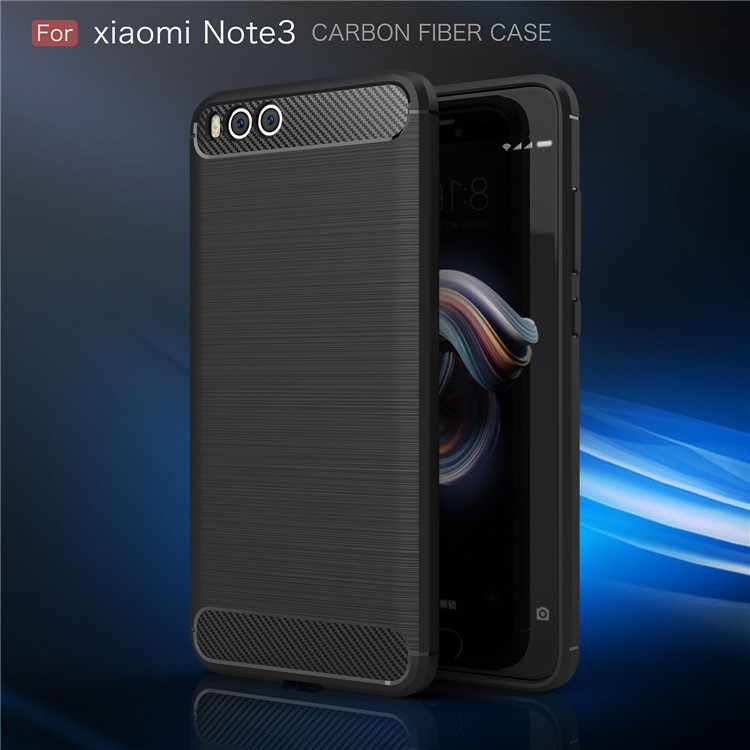 Carbon Fiber Texture Brushed TPU Back Case for Xiaomi Mi Note 3 - Black-2