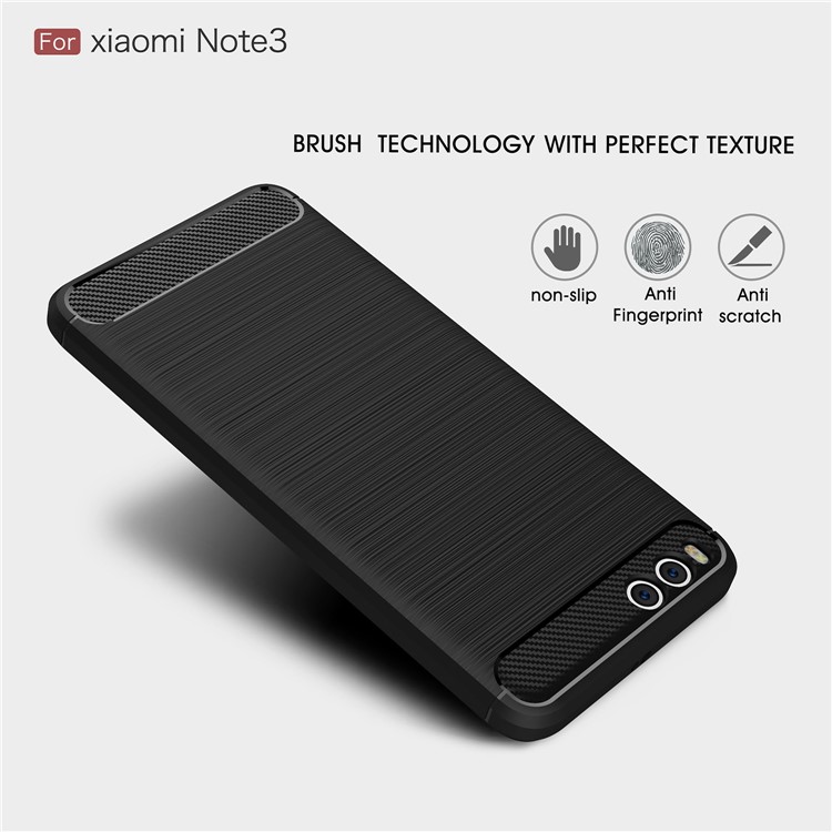 Carbon Fiber Texture Brushed TPU Back Case for Xiaomi Mi Note 3 - Black-3