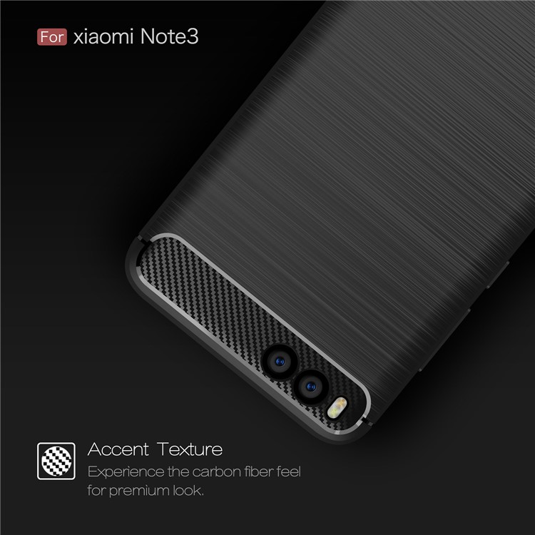 Carbon Fiber Texture Brushed TPU Back Case for Xiaomi Mi Note 3 - Black-4