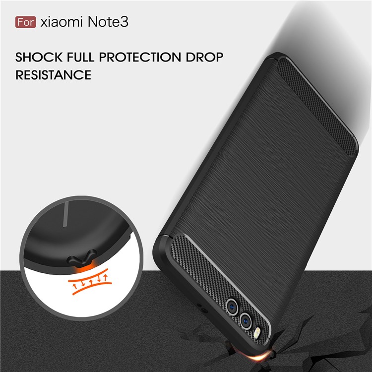 Carbon Fiber Texture Brushed TPU Back Case for Xiaomi Mi Note 3 - Black-6