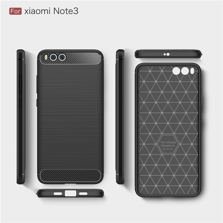 Carbon Fiber Texture Brushed TPU Back Case for Xiaomi Mi Note 3 - Black-9