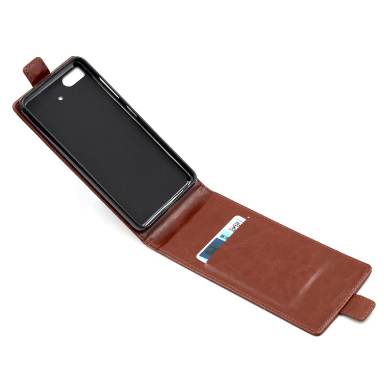 BOGVED Crazy Horse Vertical Leather Case with Card Slot for Xiaomi Mi 5s - Brown-3