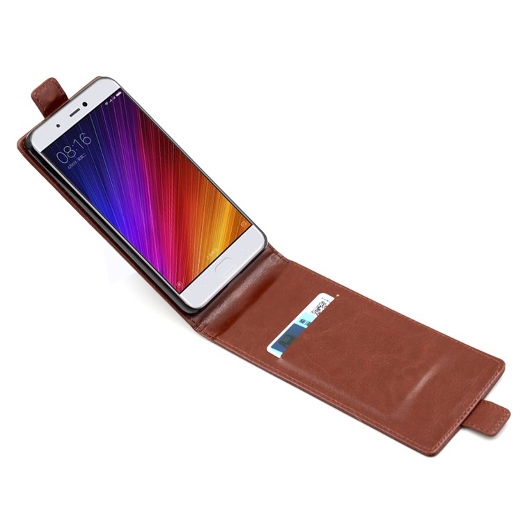 BOGVED Crazy Horse Vertical Leather Case with Card Slot for Xiaomi Mi 5s - Brown-4