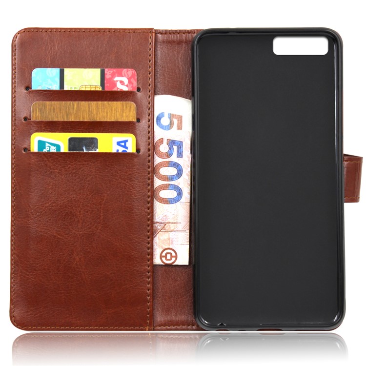 BOGVED Crazy Horse Wallet Leather Mobile Phone Case for Xiaomi Mi 6 - Brown-2