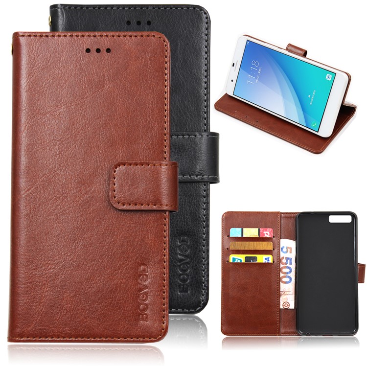 BOGVED Crazy Horse Wallet Leather Mobile Phone Case for Xiaomi Mi 6 - Brown-3