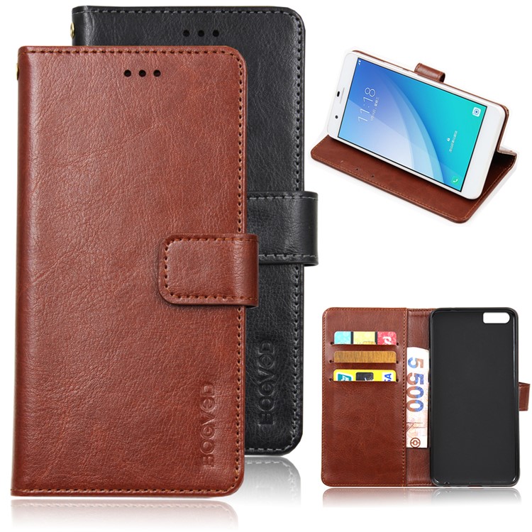 BOGVED Crazy Horse Wallet Leather Stand Case for Xiaomi Mi 6 Plus - Brown-3