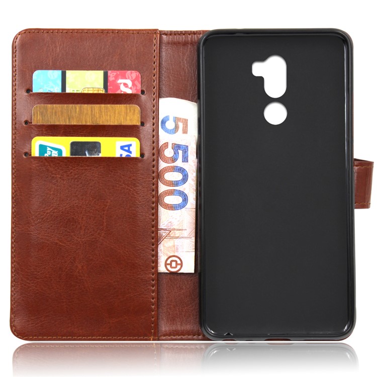 BOGVED Crazy Horse Wallet Leather Magnetic Case for Xiaomi Mi 5s Plus - Brown-2