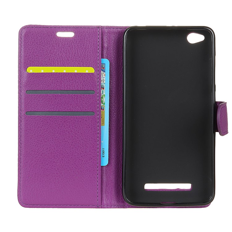 Litchi Texture PU Leather Wallet Phone Casing for Xiaomi Redmi Note 5A / Y1 Lite (India) - Purple-3