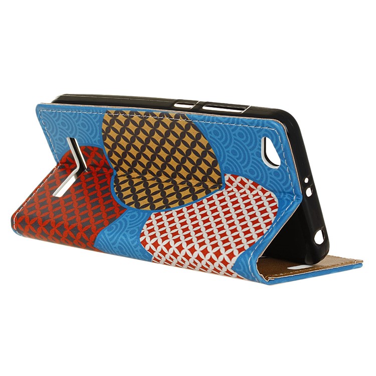 Patterned Leather Wallet Cell Phone Case with Stand for Xiaomi Redmi 5A - Seamless Circle Pattern-4