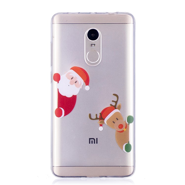 Christmas Pattern Printing TPU Case for Xiaomi Redmi Note 4X/Note 4 (Snapdragon) - Santa Claus and Reindeer-1