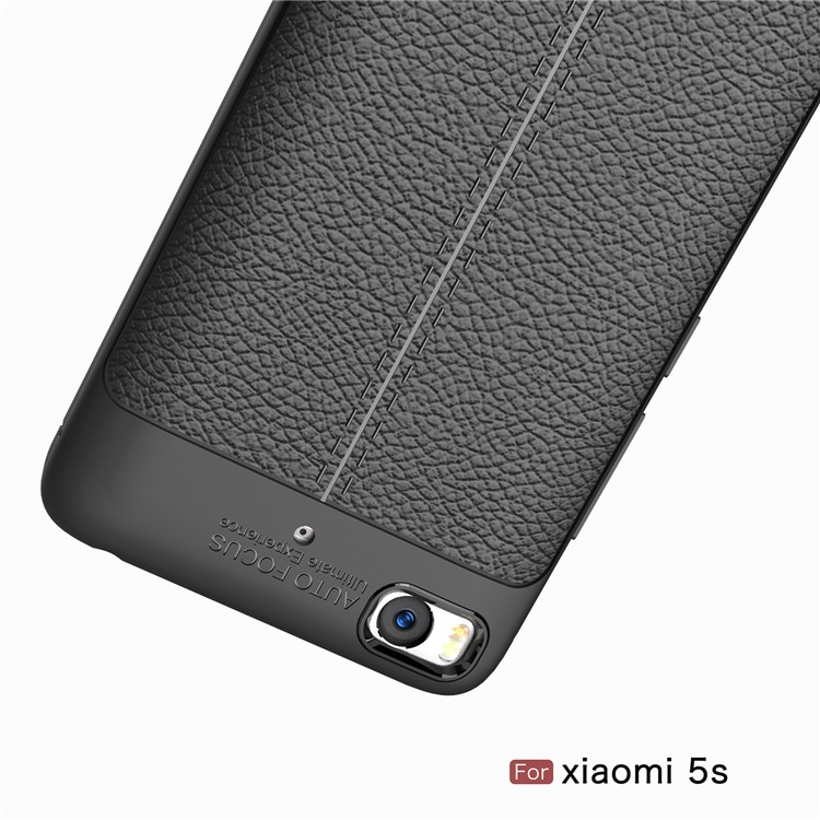 Litchi Texture PU Leather Skin TPU Back Casing for Xiaomi Mi 5s - Black-11