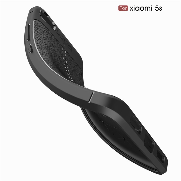Litchi Texture PU Leather Skin TPU Back Casing for Xiaomi Mi 5s - Black-9