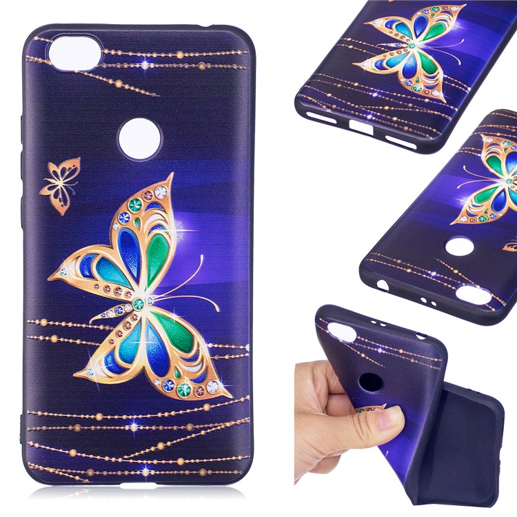 Embossed Pattern TPU Mobile Phone Case for Xiaomi Redmi Note 5A Prime / Redmi Y1 - Elegant Butterflies-1
