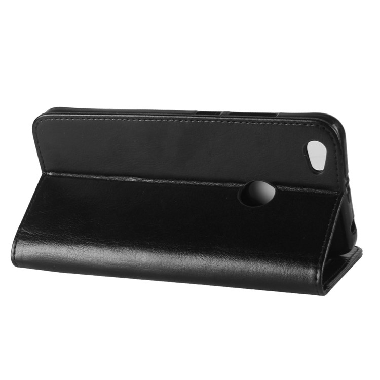 Crazy Horse Split Leather Wallet Stand Case for Xiaomi Redmi Note 5A Prime / Redmi Y1 - Black-7