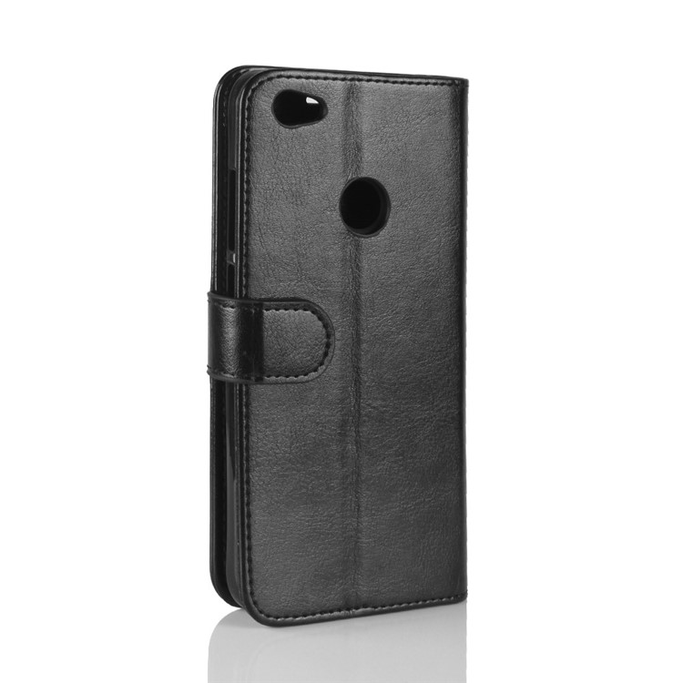 Crazy Horse Split Leather Wallet Stand Case for Xiaomi Redmi Note 5A Prime / Redmi Y1 - Black-8