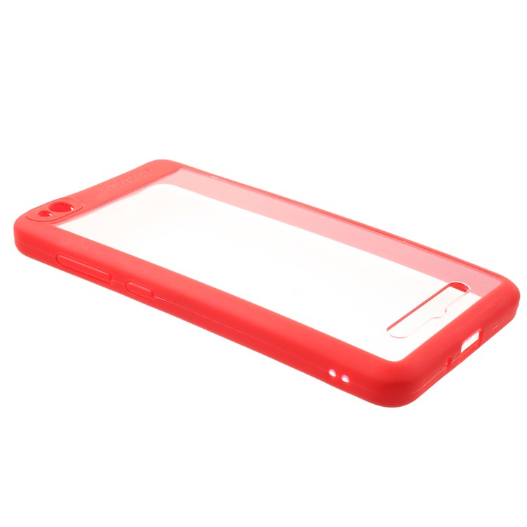 Silicone Frame + Transparent Acrylic Back Hybrid Mobile Casing for Xiaomi Redmi 4a - Red-2