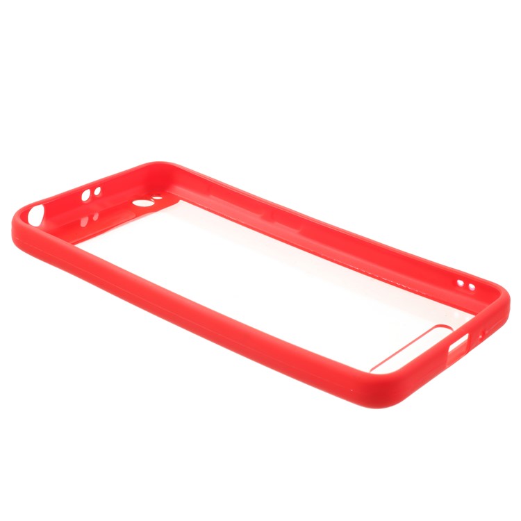 Silicone Frame + Transparent Acrylic Back Hybrid Mobile Casing for Xiaomi Redmi 4a - Red-3