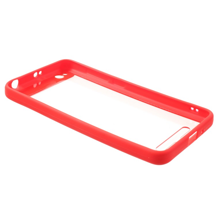 Silicone Frame + Transparent Acrylic Back Hybrid Mobile Casing for Xiaomi Redmi 4a - Red-4