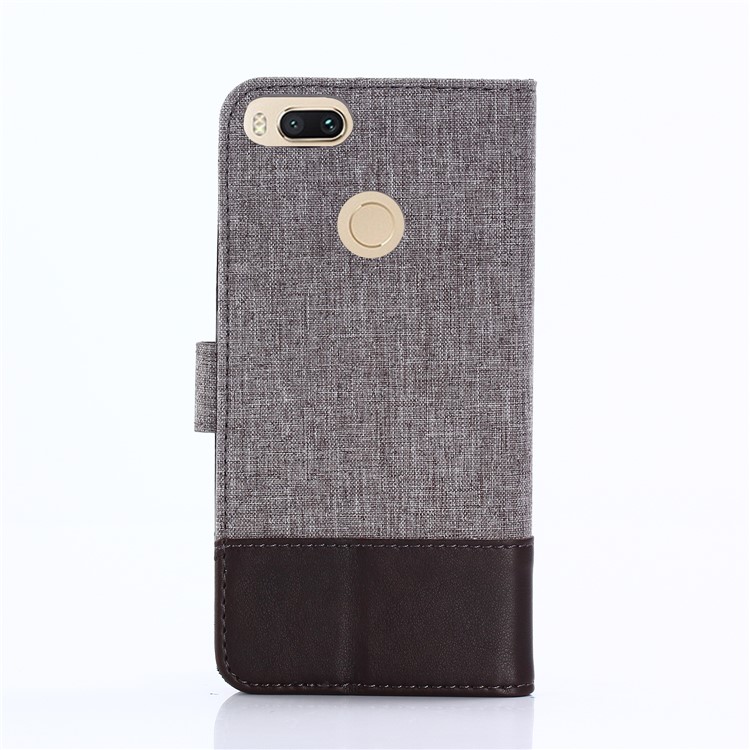 MUXMA for Xiaomi Mi A1 / 5X PU Leather Canvas Splicing Wallet Stand Flip Cover - Brown-4