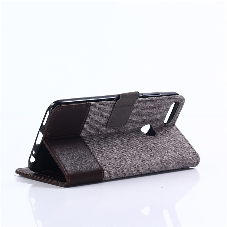 MUXMA for Xiaomi Mi A1 / 5X PU Leather Canvas Splicing Wallet Stand Flip Cover - Brown