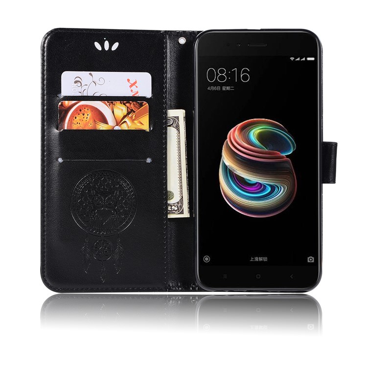 Imprint Tree Owl Magnetic Wallet PU Leather Stand Cover for Xiaomi Mi A1 / 5X - Black-4