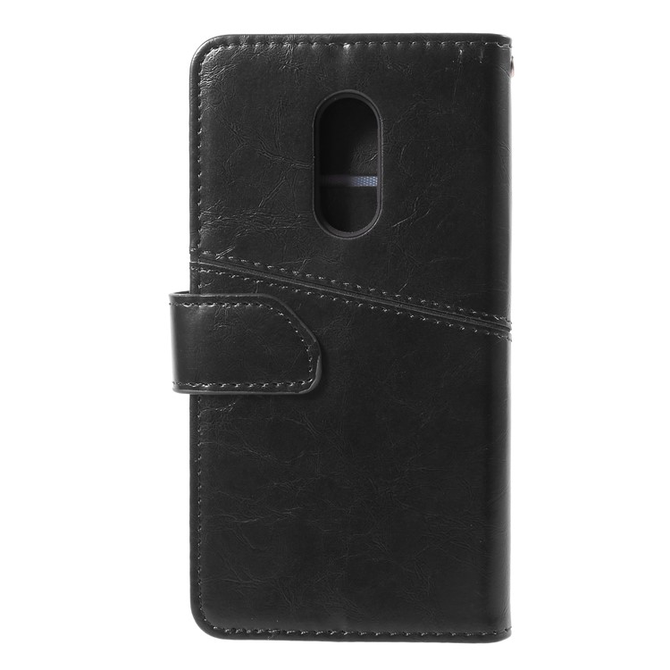 K'TRY Geometric Splicing Oil Wax Leather Wallet Case for Xiaomi Redmi Note 4X - Black-2