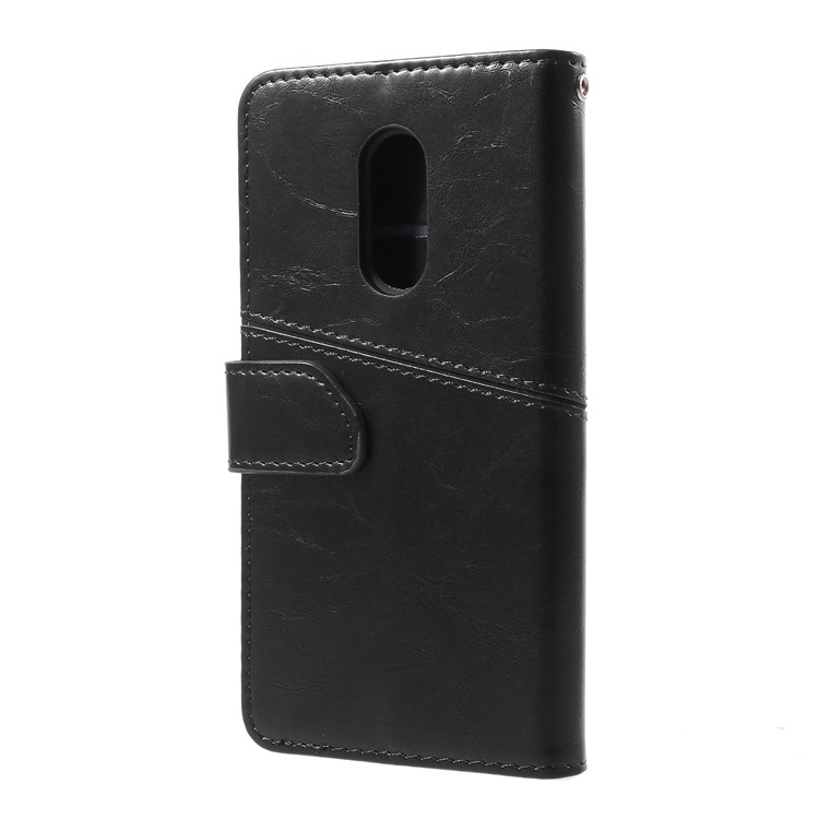 K'TRY Geometric Splicing Oil Wax Leather Wallet Case for Xiaomi Redmi Note 4X - Black-4