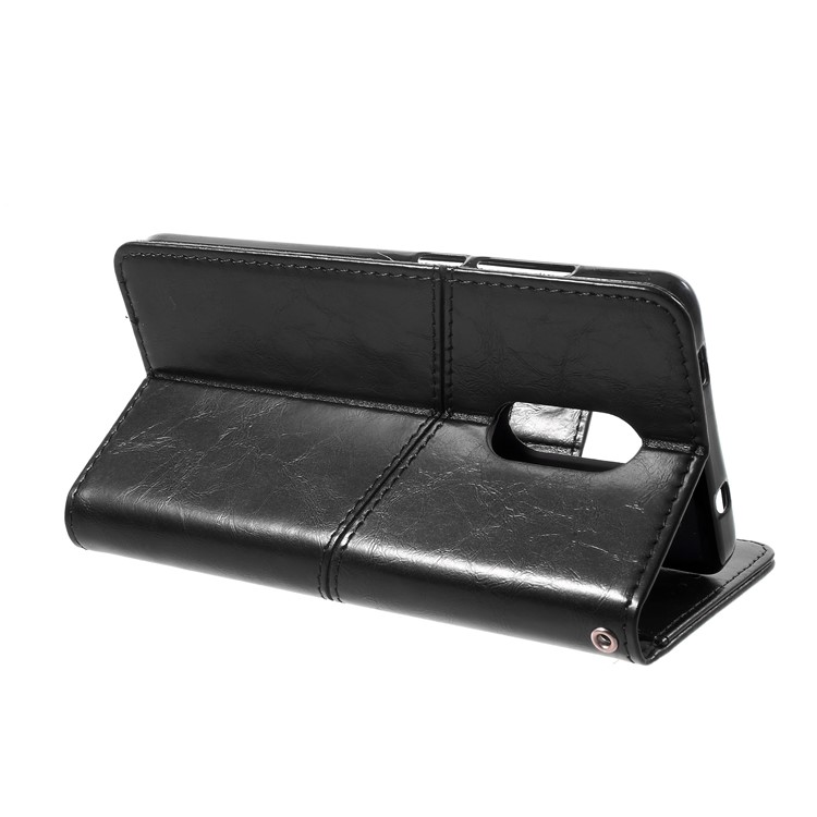 K'TRY Geometric Splicing Oil Wax Leather Wallet Case for Xiaomi Redmi Note 4X - Black-5