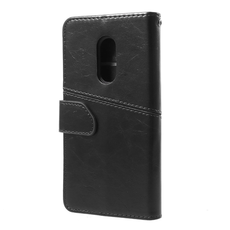 K'TRY Geometric Splicing Series Wallet Stand Leather Cell Phone Case for Xiaomi Redmi Note 4 - Black-4