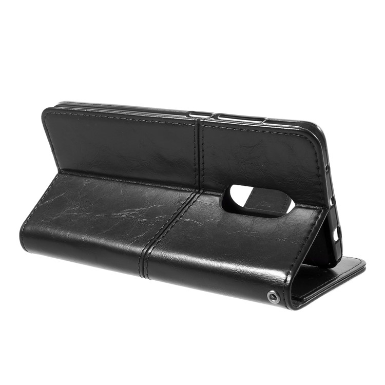 K'TRY Geometric Splicing Series Wallet Stand Leather Cell Phone Case for Xiaomi Redmi Note 4 - Black-5